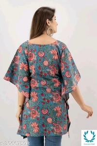 Alisha Refined Kaftan Kurtis - S (Bust Size: 36 in), Cotton, Printed, Pack of: 1